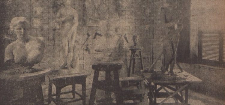 26/01/1937 Atelier de escultura da Escola de Bellas Artes.  Em preparativos para a abertura da Pinacotheca do E.B.A, a apresentar-se o grande concerto sinfônico dia dia 28.